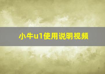 小牛u1使用说明视频