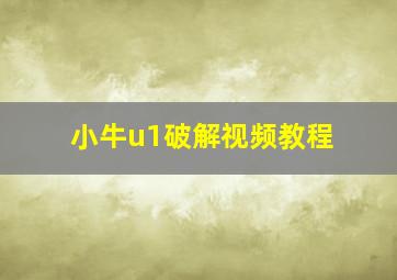 小牛u1破解视频教程