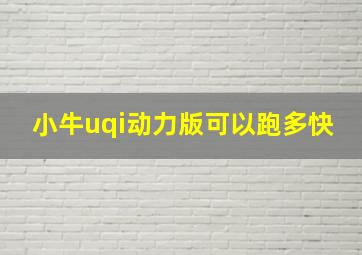 小牛uqi动力版可以跑多快