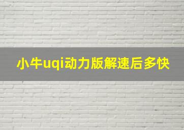 小牛uqi动力版解速后多快