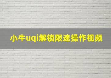 小牛uqi解锁限速操作视频