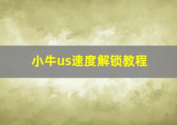 小牛us速度解锁教程