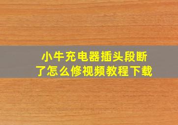 小牛充电器插头段断了怎么修视频教程下载