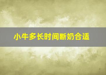 小牛多长时间断奶合适