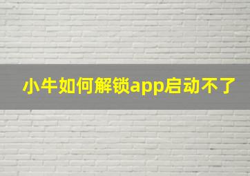 小牛如何解锁app启动不了