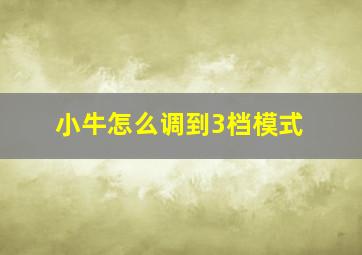 小牛怎么调到3档模式