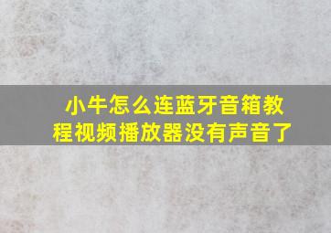 小牛怎么连蓝牙音箱教程视频播放器没有声音了