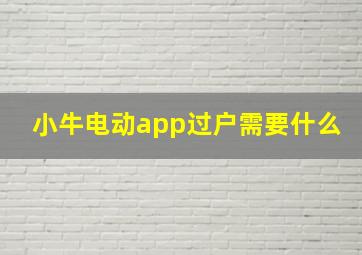 小牛电动app过户需要什么