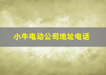 小牛电动公司地址电话