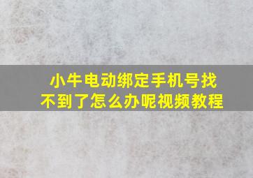 小牛电动绑定手机号找不到了怎么办呢视频教程