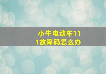 小牛电动车111故障码怎么办