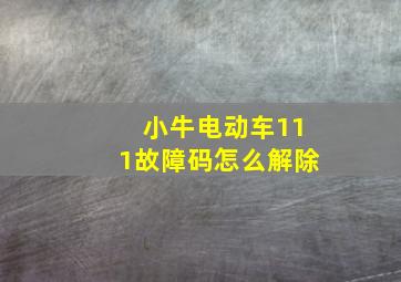 小牛电动车111故障码怎么解除