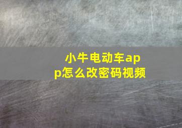 小牛电动车app怎么改密码视频