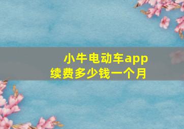 小牛电动车app续费多少钱一个月