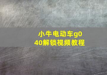 小牛电动车g040解锁视频教程