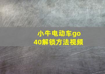 小牛电动车go40解锁方法视频