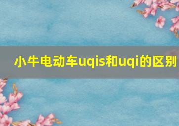 小牛电动车uqis和uqi的区别