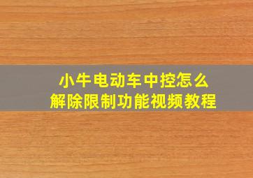 小牛电动车中控怎么解除限制功能视频教程