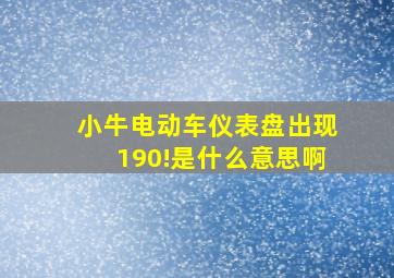 小牛电动车仪表盘出现190!是什么意思啊