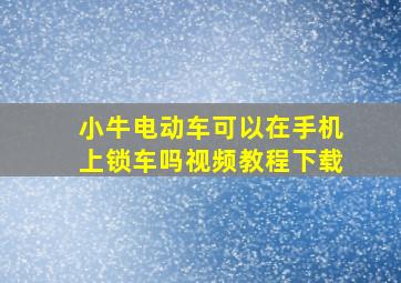 小牛电动车可以在手机上锁车吗视频教程下载