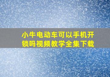 小牛电动车可以手机开锁吗视频教学全集下载