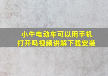 小牛电动车可以用手机打开吗视频讲解下载安装