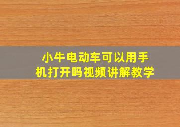 小牛电动车可以用手机打开吗视频讲解教学