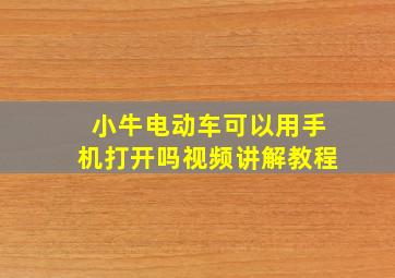 小牛电动车可以用手机打开吗视频讲解教程