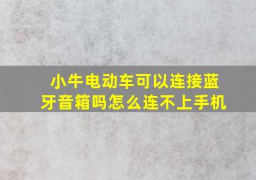 小牛电动车可以连接蓝牙音箱吗怎么连不上手机