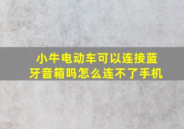 小牛电动车可以连接蓝牙音箱吗怎么连不了手机