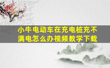 小牛电动车在充电桩充不满电怎么办视频教学下载