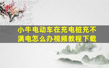 小牛电动车在充电桩充不满电怎么办视频教程下载