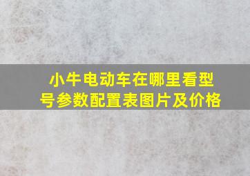 小牛电动车在哪里看型号参数配置表图片及价格