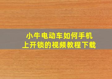 小牛电动车如何手机上开锁的视频教程下载