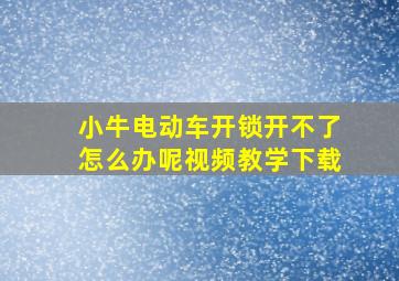 小牛电动车开锁开不了怎么办呢视频教学下载