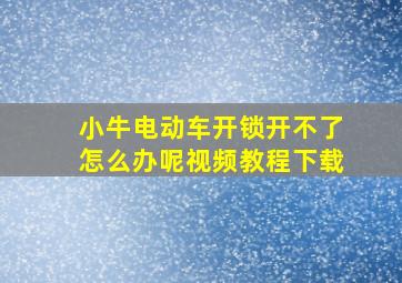 小牛电动车开锁开不了怎么办呢视频教程下载