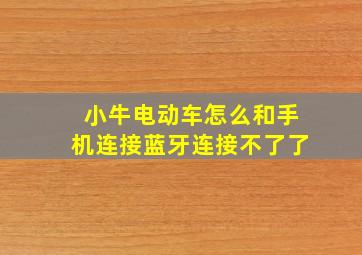 小牛电动车怎么和手机连接蓝牙连接不了了