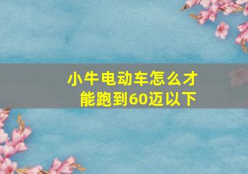 小牛电动车怎么才能跑到60迈以下