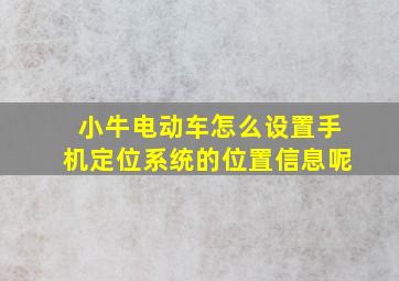 小牛电动车怎么设置手机定位系统的位置信息呢