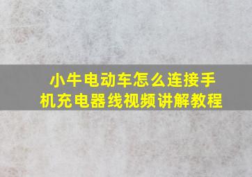 小牛电动车怎么连接手机充电器线视频讲解教程