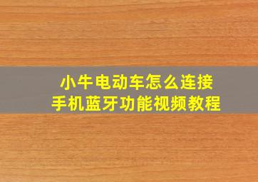 小牛电动车怎么连接手机蓝牙功能视频教程