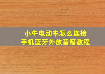 小牛电动车怎么连接手机蓝牙外放音箱教程