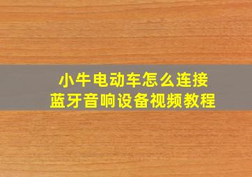 小牛电动车怎么连接蓝牙音响设备视频教程