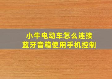 小牛电动车怎么连接蓝牙音箱使用手机控制