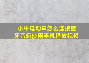 小牛电动车怎么连接蓝牙音箱使用手机播放视频