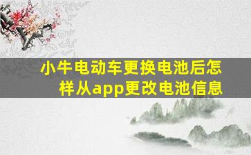 小牛电动车更换电池后怎样从app更改电池信息