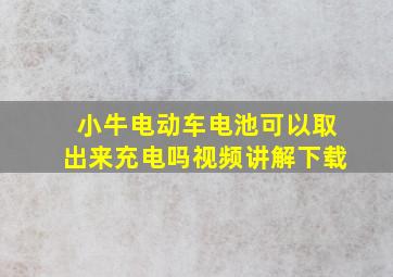 小牛电动车电池可以取出来充电吗视频讲解下载