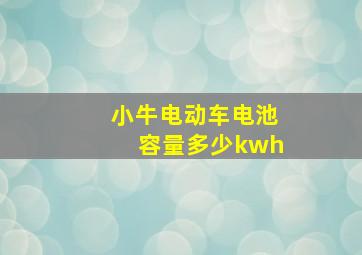 小牛电动车电池容量多少kwh