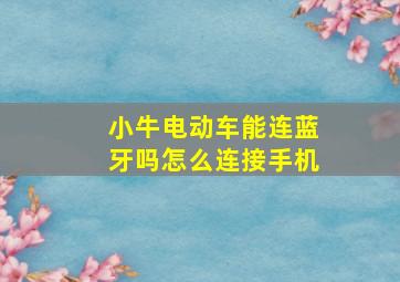 小牛电动车能连蓝牙吗怎么连接手机