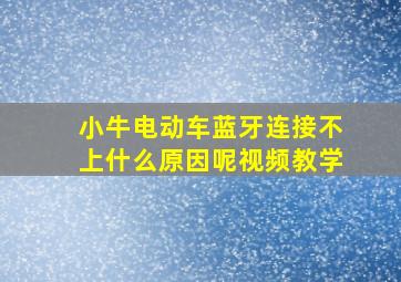 小牛电动车蓝牙连接不上什么原因呢视频教学